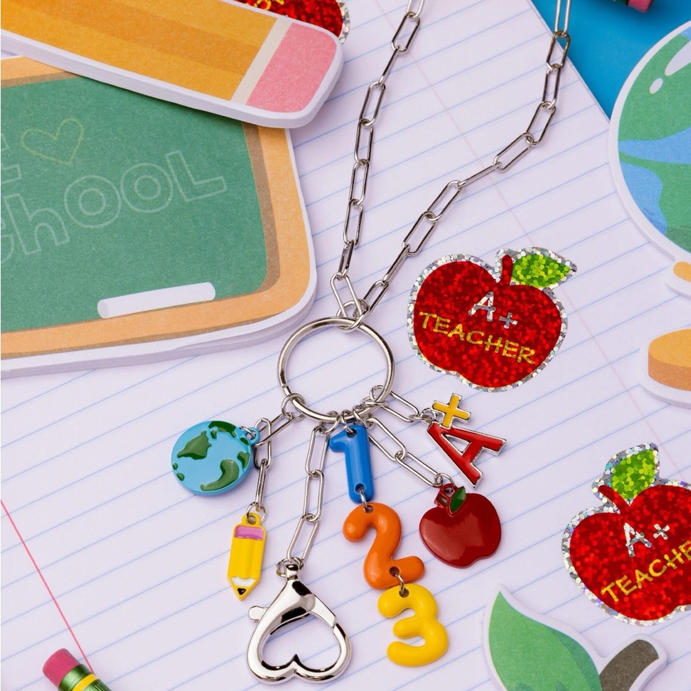 Colorful Teacher Charm lanyard necklace